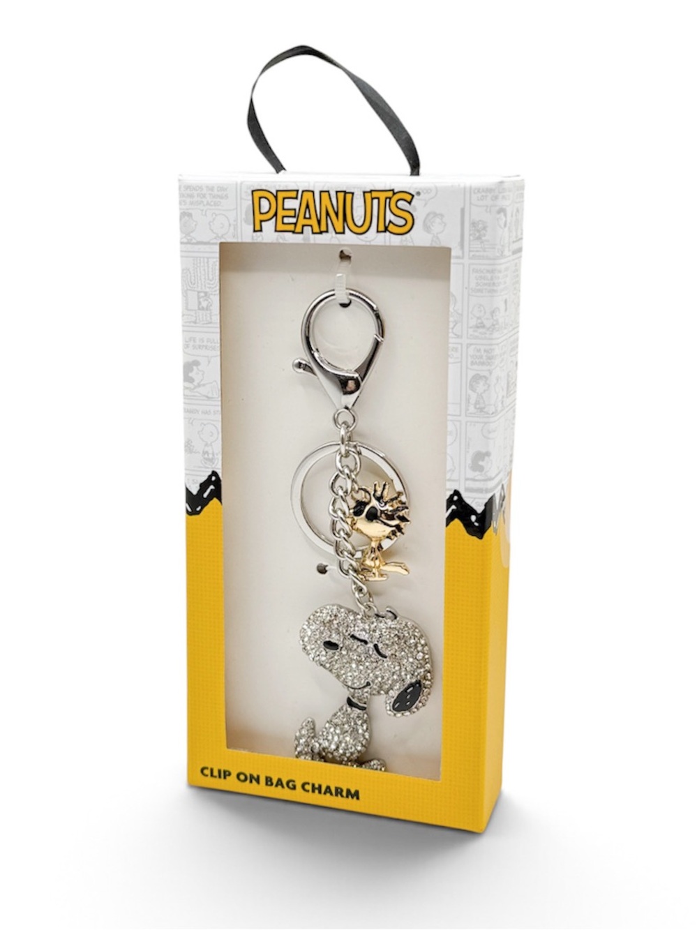Peanuts Snoopy Rhinestone Bag Charm Keychain w/ Woodstock New